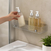 Wall-Mounted Bathroom Shelf with Towel Bar and Storage Organizer, No-Drill Installation