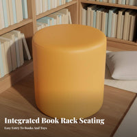 Multi-Functional Circular shelving bench twofoldFunction Design Storage Seating Creative Shape Public Furniture Upholstered pad for Students, Homeowners, Library, literary Corner, Bookstore, Lounge Area