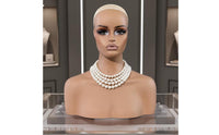 Mannequin Head with Shoulders Stable Hairpiece Head with Shoulders Life-Size Hairpiece Display Bust for Cosmetologists, Studios