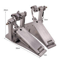 Double Pedal with Twin Beaters Metal Double Bass Drum Pedal Brushed for Drummers, Beginners, Home Practice