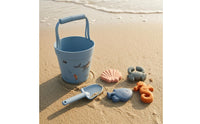 Rounded Shapes Beach Toy Pail Set Curved Handle Silicone Beach Set Printed Patterns Silicone Sand Toys Soft and Flexible for Water Play