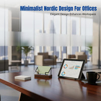 Walnut Business Card Holder, Metal Stand, Modern Office Desktop Organizer, Card Display