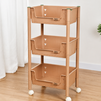 Khaki Rolling Storage Cart Utility Trolley with Wheels for Kitchen Bathroom