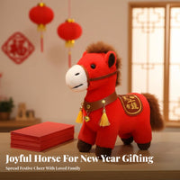 Stuffed Horse with Wealth Bag Good Fortune Symbol Chinese Astrological Horse Doll Vernal Holiday Auspicious Totem