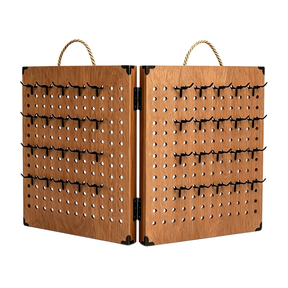 Jewelry Display Rack Portable Tabletop Pegboard Display Stand Hinged Jewelry Rack with Hooks for Retail Shops