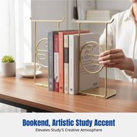 Metal Bookend, Chinese Style Creative Book Stand, Desktop Organizer, Decorative Book Holder for Office and Home