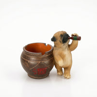 Pug Dog Ashtray Tabletop Vessel Whimsical for Living Room