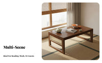 Space-Saving Solid Wood Tatami Table Multi-Functional Tatami Sitting Table Strong Load-Bearing Foldable Low Profile Desk Easy to Clean for Apartment Dwellers, Renters, Students, Balcony, Small Apartments, Living Room, Bedroom
