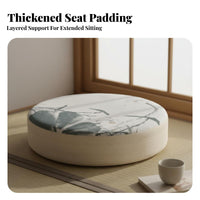 Thickened Design Chinese Design Floor Cushion Comfortable Lotus Print Seat Cushion Soft for Meditators, Adults, Bay Window, Tea Room