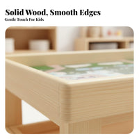Modular Brick Table Solid Wood Construction Multi-Functional Play Table Rounded Corners Convertible Study Desk for Kindergarten, Daycare, Living Room
