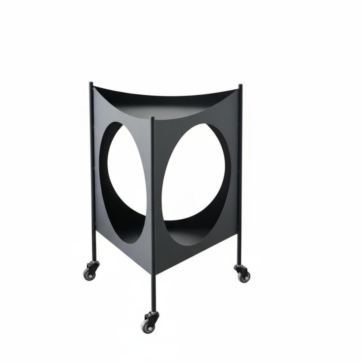 Minimalist Design Rolling Corner Table with Cutouts Small Footprint Rolling Storage Mobile Unit Multi-Purpose Nightstand Space-Saver for Apartment Dwellers, Homeowners, Students, Living Room, Bedroom, Paleice