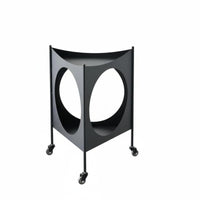Minimalist Design Rolling Corner Table with Cutouts Small Footprint Rolling Storage Mobile Unit Multi-Purpose Nightstand Space-Saver for Apartment Dwellers, Homeowners, Students, Living Room, Bedroom, Paleice
