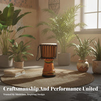 Professional Performance Grade Rope-Tuned Djembe Goatskin Drumhead Percussion Instrument Goat Skin Head Hand Drum Solid Wood Body for Performers, Music Enthusiasts, Live Performances, Studio Recording, Outdoor Gatherings, Home Decoration