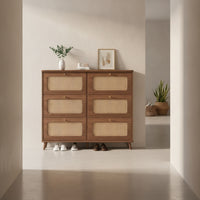 Footwear Organizer Footwear Organizer with Rattan Doors Space-Saving Furniture for Entryway, Hallway