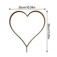 Heart-Shaped Garden Stake Weathered Metal Garden Stake Metal Heart Decoration Rust-Brown Rustic for Flower Beds, Planters