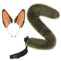 Animal Ears and Tail Set Furry Textile Headband with Animal Ears and Tail Oversized Costume Accessory for Cosplay, Anime Conventions