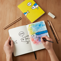 Blank Flip Notebook Thickened Sketchbook for Students and Artists