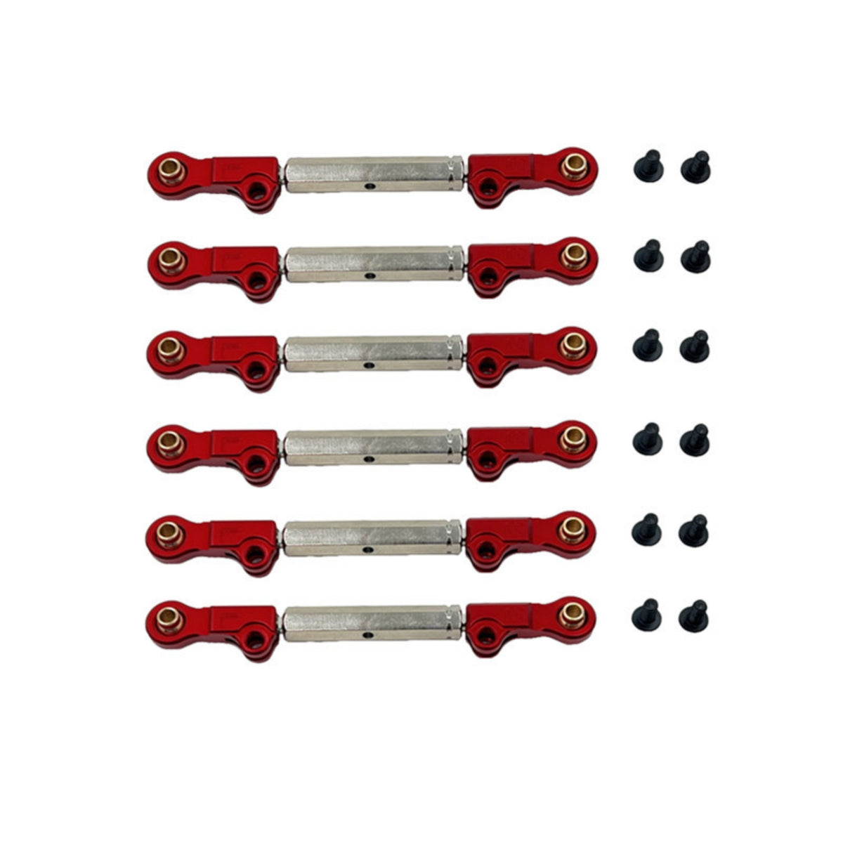 6 Pieces Adjustable Turnbuckles with Rod Ends Anodized Adjustable Turnbuckles Turnbuckle Linkage Kit for Hobbyists, Chassis Tuning