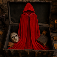 Unisex Hooded Velvet Halloween Cape Mid-Length for Cosplay & Stage Performance