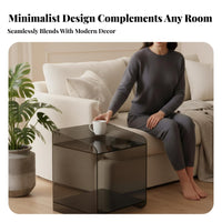 Light Luxury aesthetic C-Shaped End Table Space-Saving Household Furniture Transparent Look Multi-Functional for Apartment Dwellers, Homeowners, Remote Workers, Living Room, Small Spaces, Bedroom, Home Office