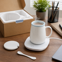 55°C Smart Mug Warmer Set with Ceramic Coffee Cup, Ideal Gift for Beverage Enthusiasts