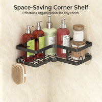 Wall Mounted Storage Rack, No Drill Organizer Set with Toothbrush Holder, 5-Pack Rustproof Carbon Steel Kitchen Organizers and for Homeowners