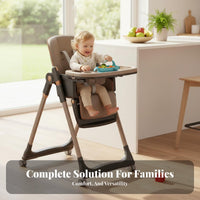 Space Saving Foldable Baby Dining Chair Easy to Clean Foldable Toddler Feeding Chair Detachable Double Tray Convertible Feeding Seat 5-Point Harness for Toddlers, Infants, Grandparents, Kitchen, Home, Living Room, Travel