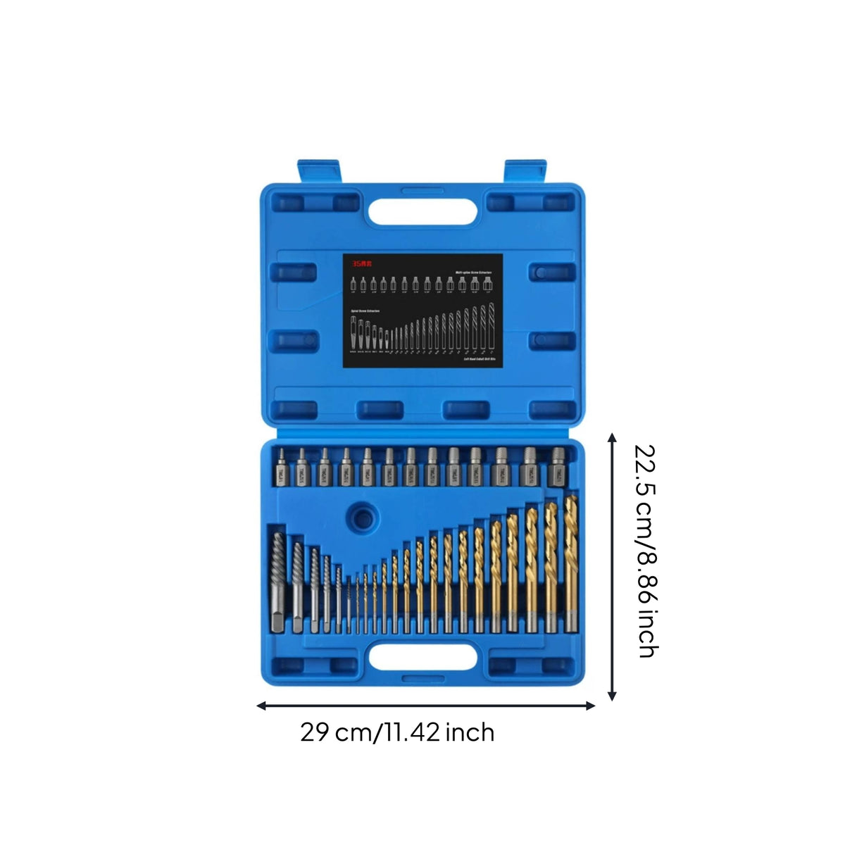 49 Pieces Multi-Purpose Nut Extractor Drill Bit Set Storage Case Broken Screw Extractor Kit Strong Grip Hex Screw Removal Tool Set High Hardness for Mechanics, Technicians, DIY Users, Workshop, Repair Shop, Garage