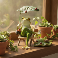 Creative Reclining Frog Garden Decor Figurine for Patio Balcony Home Decoration