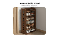 Space-Saving Multi-Tier Shoe Shelf Small Footprint Narrow Wooden Shoe Rack Sturdy Construction Airflow Design for Apartment Dwellers, Homeowners, Entryway, Hallway, Dorm Room, Bedroom