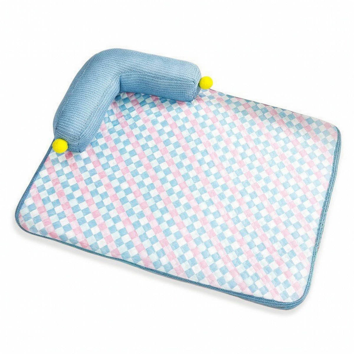 Cooling Dog Bed Mat with Bolster Pillow Cushioned Cooling Mat with Bolster Padded Pad for Cats
