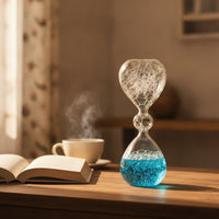 Bubble-Textured Hourglass Clear Liquid-Filled Hourglass Compact Desk Sculpture for Shelf, Bedside Table