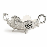 Decorative Serving Dish Silver-Toned Embossed Serving Tray Electroplated Platter for Party Planners, Banquet Tables, Afternoon Tea