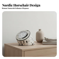 Light Luxury Design Horsehair Desk Clock Creative Ornament Equine Table Clock Quartz Movement for Homeowners, Adults, Living Room, Bedroom