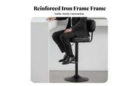 With Backrest Adjustable Pedestal Stool Modern Design Adjustable rotating Pedestal Seat Built-in Footrest Counter Chair Padded padding for Bar Owners, homeowners, Renters, Cafe, Restaurant, Kitchen Island, Dining Room
