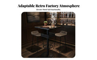 3 Pieces Factory-aesthetic aesthetic Counter Height Table and Stool Set Wrought Iron Frame Bar Furniture Retro Design for Restaurant Owners, Cafe Proprietors, Nightclub, Small Spaces, Home Kitchen, Dining Room