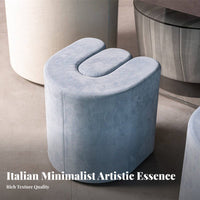 Italian Minimalist Aesthetic U-Shaped Vanity Stool Soft Padded Seat Accent Seating Creative Shape Ottoman Multi-Functional for Interior Designers, Homeowners, Adults, Living Room, Entryway, Bedroom, Cloakroom