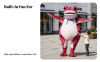 Full Body Inflatable Frog Costume Funny Look Frog Character Suit Cute Look Performance Wear Twin Fan for Entertainers, Party-&moveers, Halloween, Street Performances, Festivals, Promotional Events
