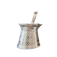 Embossed Floral Turkish Coffee Pot Decorative Handle Ornate Coffee Pot Induction Compatible Cookware Flared Rim for Ceramic Cooker, Gas Cooktop