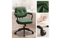 Swivel Office Chair with Armrests Padded Tufted Desk Chair with Wheels Ergonomic for Remote Workers, Students, Study Room
