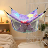 Breathable Hammock and Rat Hammock, Double-Layer Guinea Pig Cage Accessories, Hand-Sewn All-Season Hanging Bed in Starfish Violet