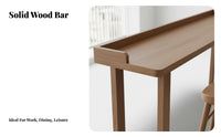 Solid Wood Bar Elevated Edge Solid Wood High Top Table Minimalist Interior Design Furniture for Homeowners, Business Owners, Balcony, Cafe