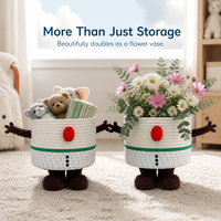 Large Footprint Storage Basket with Lid - Dopamine Hug Bucket Woven Organizer for Snacks and Toys