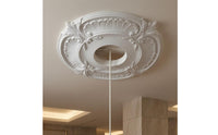 Imitation Plaster Pendant Light Canopy Beaded Border Decorative Ceiling Mount Concentric Detailing Ceiling Lamp Plate White