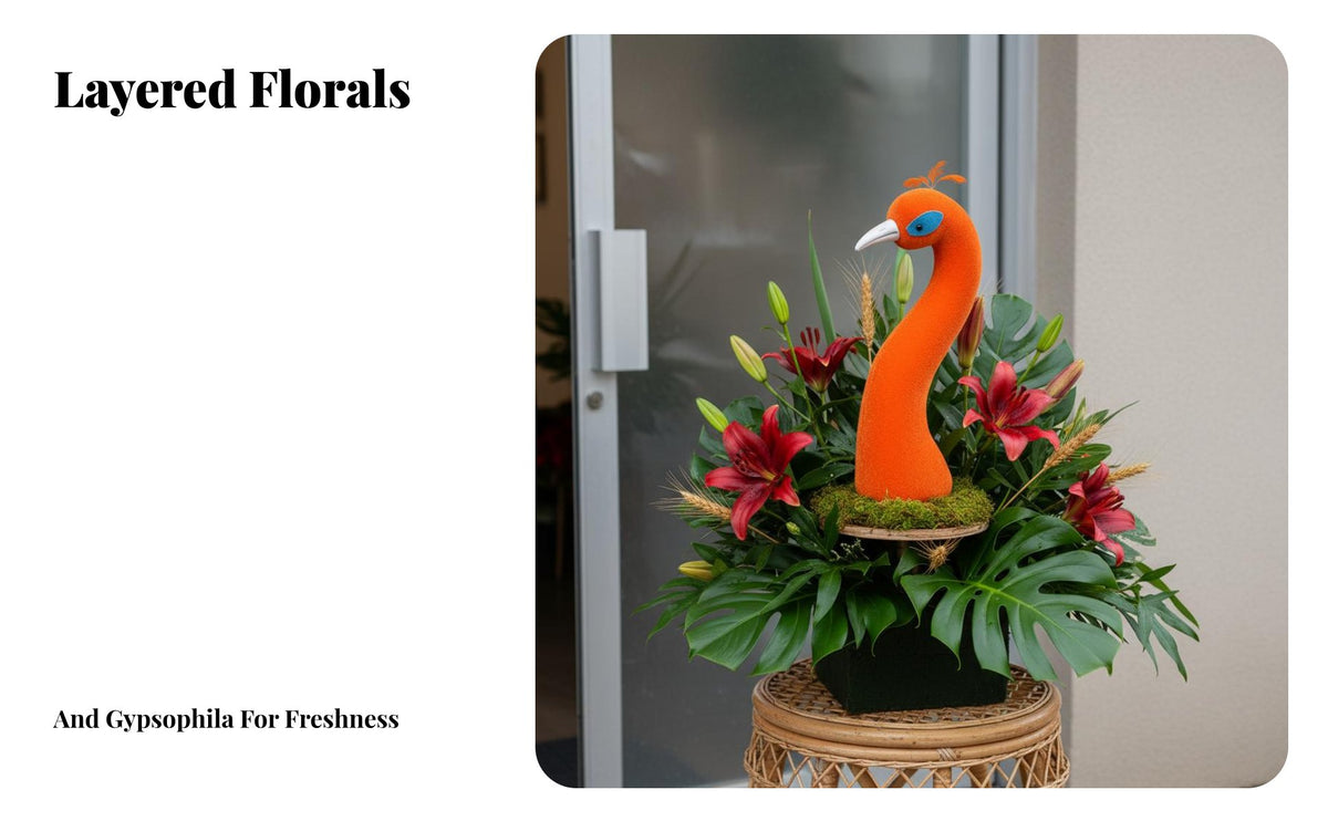 Peacock Head Decoration Festive Peacock Headpiece Accessory Eye-Catching Centerpiece Flower Arrangement Accessory for Business Owners, Grand Openings