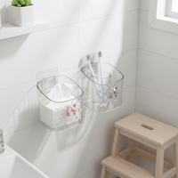 Wall-Mounted Bathroom Storage Shelf with No-Drill Installation