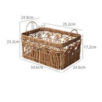 Storage Basket with Handles Rectangular Woven Organizer Basket Open-Top for Countertop