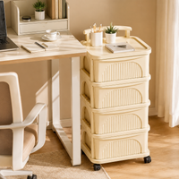 41cm Kitchen Wagon, 4-Tier, Storage with Casters, Gap Storage, Resin with Handle