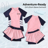 [KEYWORD HEADER] Swimsuit for Girls, 2 Piece Swim Shorts Set for Water Sports & Park Fun, Quick Dry Polyester Swimwear with Sun Protection