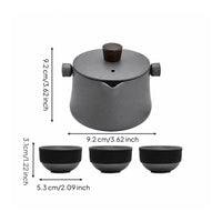 4 Pieces Camping Tea Set Hard-Anodized Portable Tea Set Built-Mesh Strainer Outdoor Drinkware